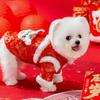 New Year's dog clothes bronzing satchel tiger head cotton-padded clothes Chinese New Year Tang clothing cat two feet thickened festive pet clothing