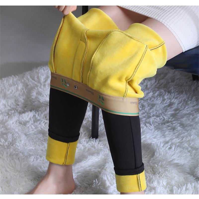 Autumn Winter Women's High Waist Slim Cashmere Pencil Pants Female Cotton Leggings Elasticity Velvet Pants Thick Warm Leggings