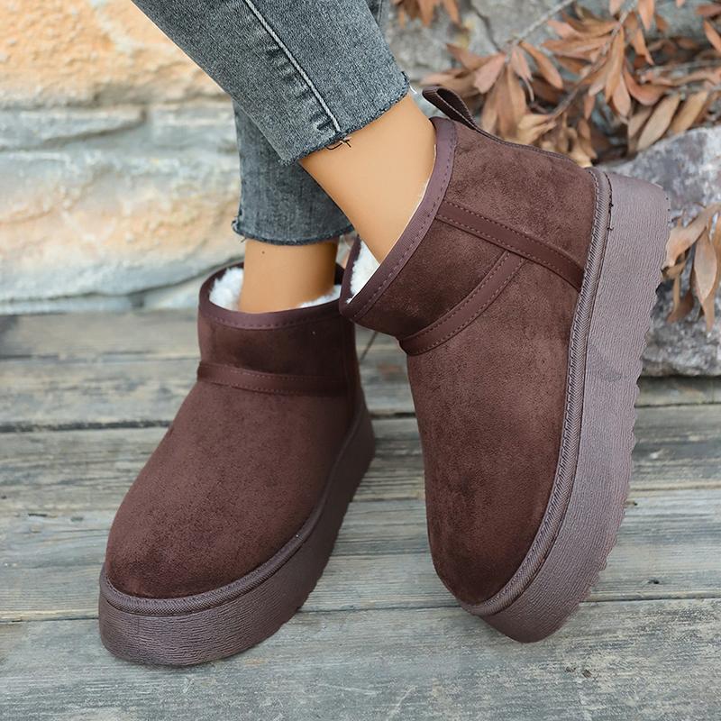 Luxury Winter Women Short Plush Warm Snow Boots Casual Shoes New Suede Fur Chelsea Ankle Boots Flats Platform Ladies Shoes
