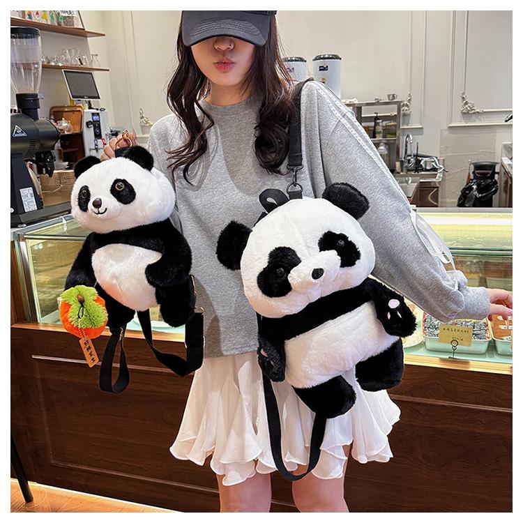 Super cute giant panda plush cartoon doll cute backpack sweet soft cute girl doll backpack