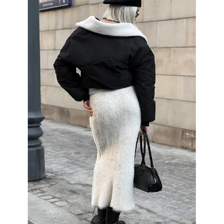 Autumn Winter New Women's High Waisted Slim Fit Knit Maxi Skirt Warm Windproof Trendy Long Skirt For Cold Weather
