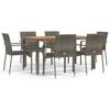 VidaXL Garden Dining Set and Cushions 7 Pcs Grey Rattan, Dining Set, Dining Set 3184996