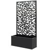 Outdoor Metal Planter, with Back Trellis - Black