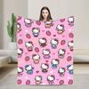 Hello Kitty Pink Plaid Blanket Fleece All Season   Multifunction Super Soft Throw Blanket for Home Travel Bedspread