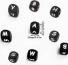 BetterJonny 105-Piece Silicone Alphabet A-Z Letter Beads, 12mm Square, Black, for Necklaces, DIY Bracelets, Crafts, and Jewelry Making, with String