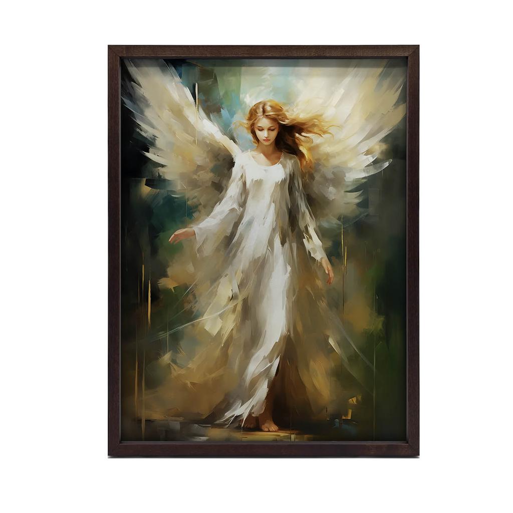 Anioł Stróż W Szmaragdowej Przestrzeni Anioł Stróż W Szmaragdowej Przestrzeni, 40X50 Cm, Rama Aluminiowa Złota, Papier Matowy 230 Gsm