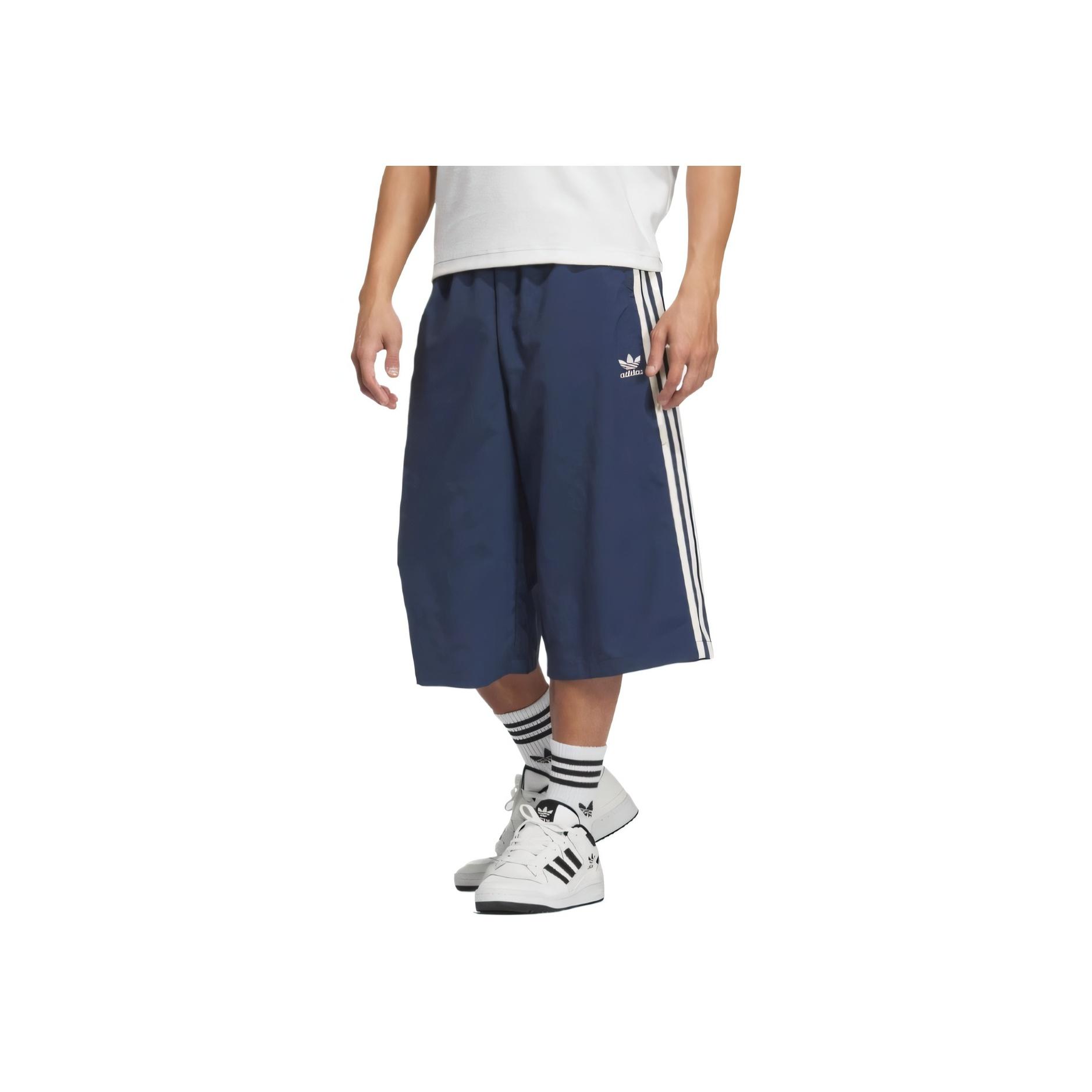 

Adidas Originals Adicolor Classics Capri Shorts Elastic Waist Side Zip Pockets Trefoil Logo Crew Blue Cream White KB5442 M