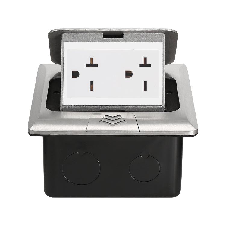 Silver Black Hidden Floor Socket - UK/Thai 15A, US Standard, Six-Hole Floor Power Outlet