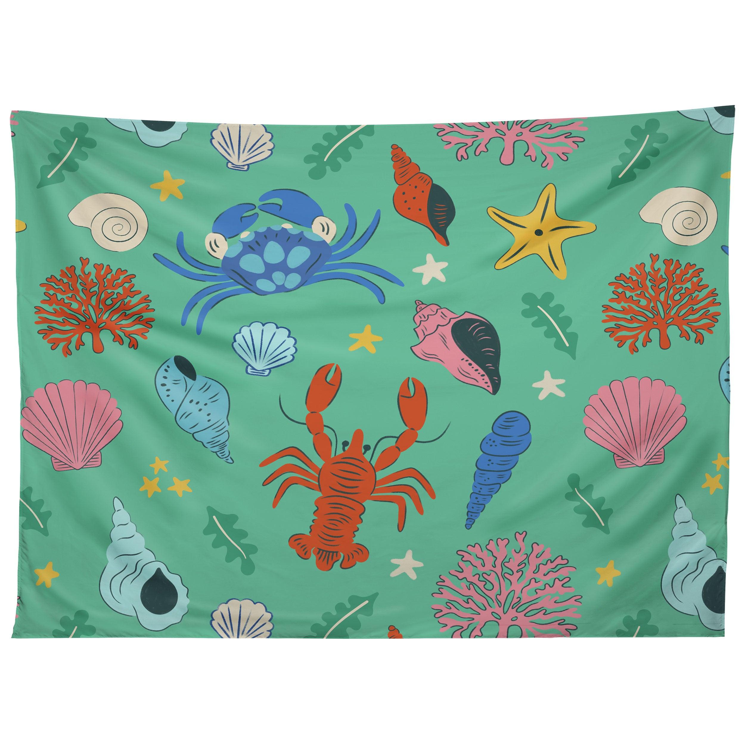 CRUSTACEANS SEASHELLS tapestry 75x100