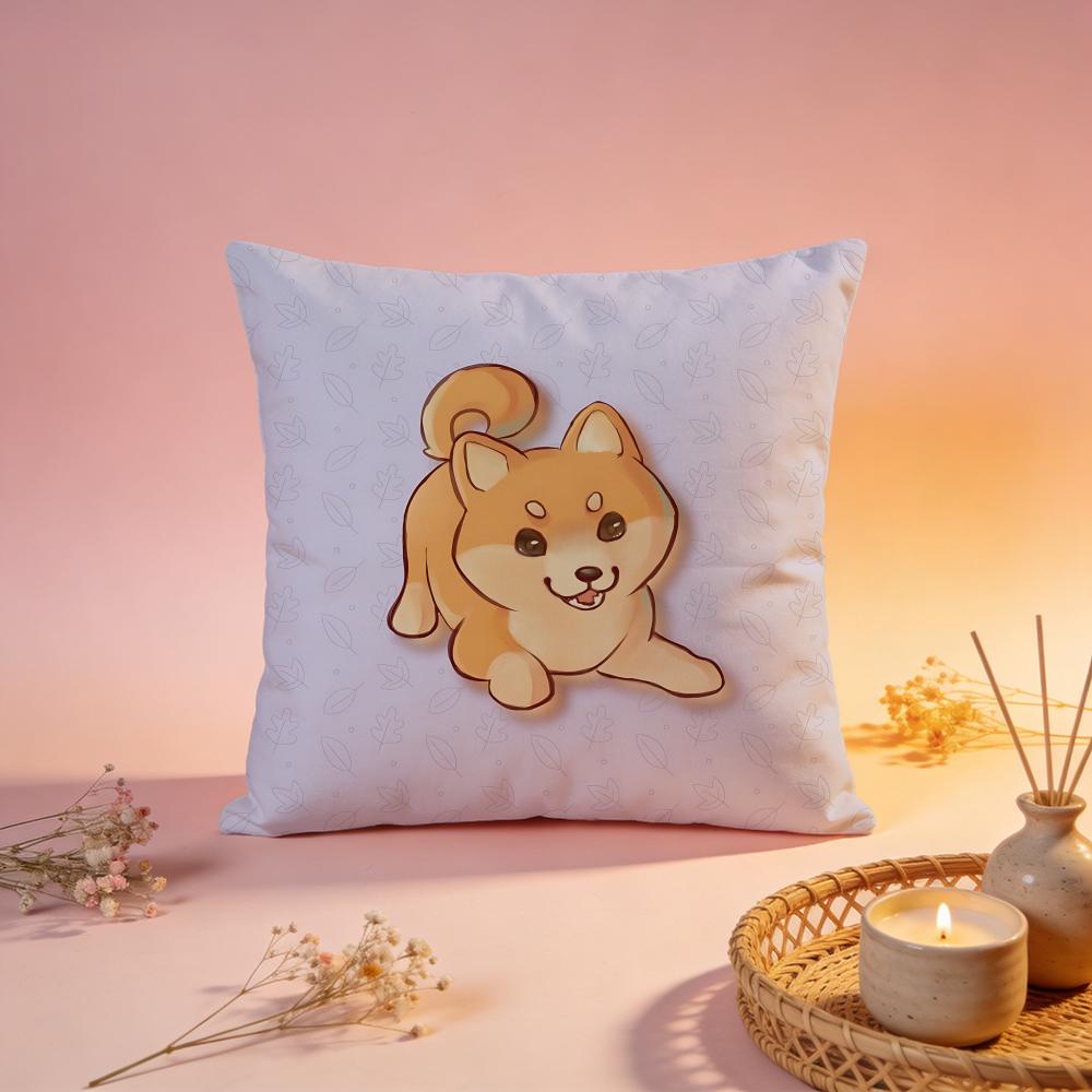 Cute Shiba Inu Cartoon Cushion Cover Comfortable Durable Pillow Cover MultiScene for Home Office Car Sofa
