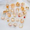 IF ME Floral Gemstone Ring Set For Women Vintage Irregular Lava Texture Opal Inlaid Rings Trendy Statement Jewelry