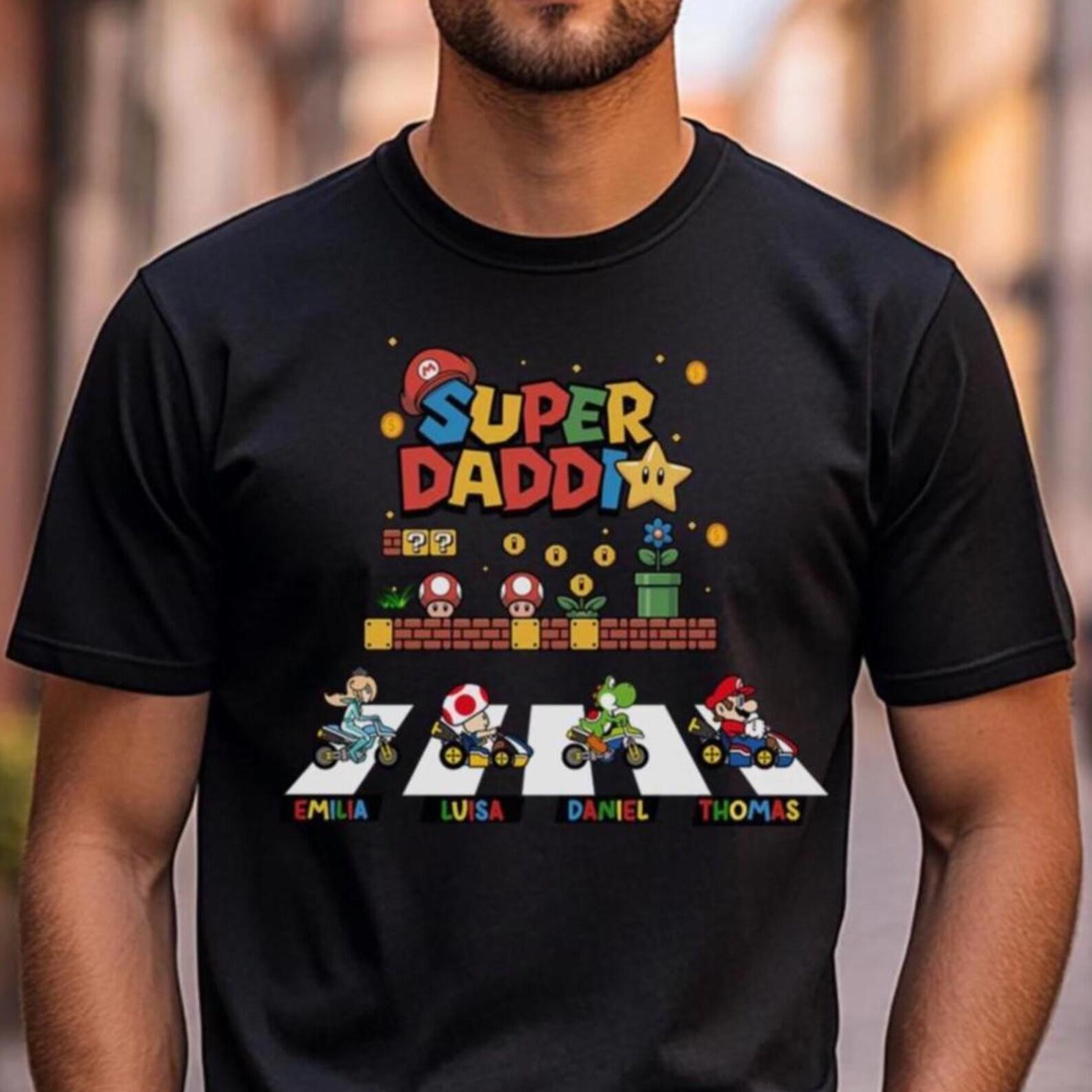 Personalized Super Dad T-shirt, Gamer Dad Shirt, Father s Day Gift, Retro Family Shirt, Gaming Dad T-shirt 3XL