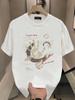 American Pure Cotton Printed Shortsleeved Tshirt For Unisexs Summer Design Loose Cool And Stylish Roundneck Tshirt Top