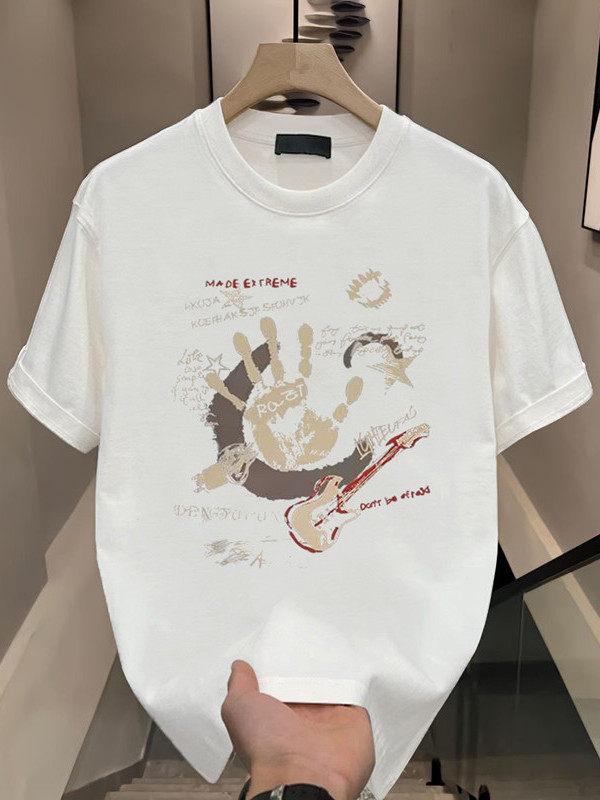 American Pure Cotton Printed Shortsleeved Tshirt For Unisexs Summer Design Loose Cool And Stylish Roundneck Tshirt Top