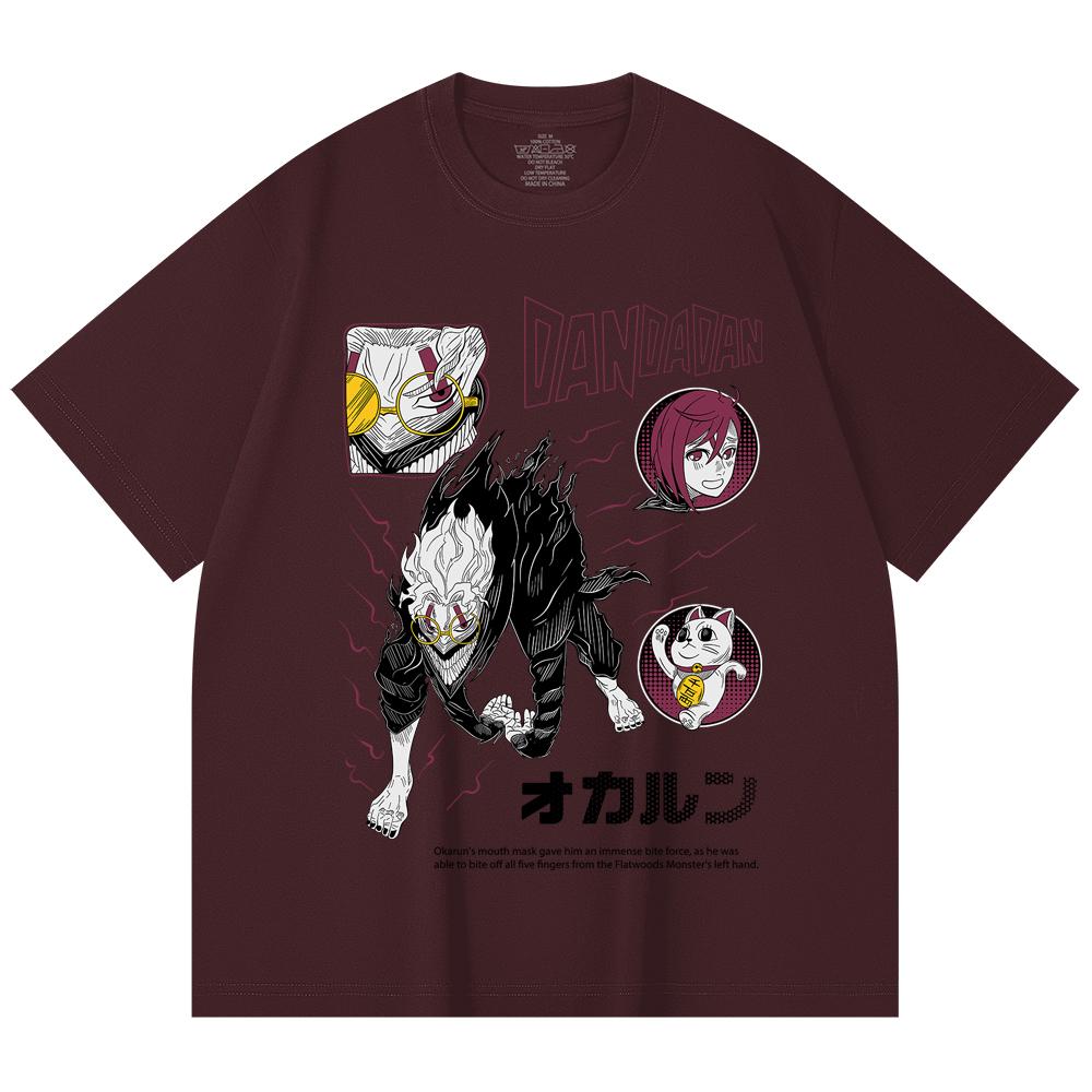 

230 Gsm 100% Cotton DanDaDan V5 Okarun Print Unisex Heavy Cotton T Shirt 2XL вина червоного кольору