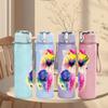 1PC Colorful Feather Boho Art Print 750ml Color Plastic Sports Water Bottle Leakproof Flip Straw Lid Suitable for Sports Office Home Use