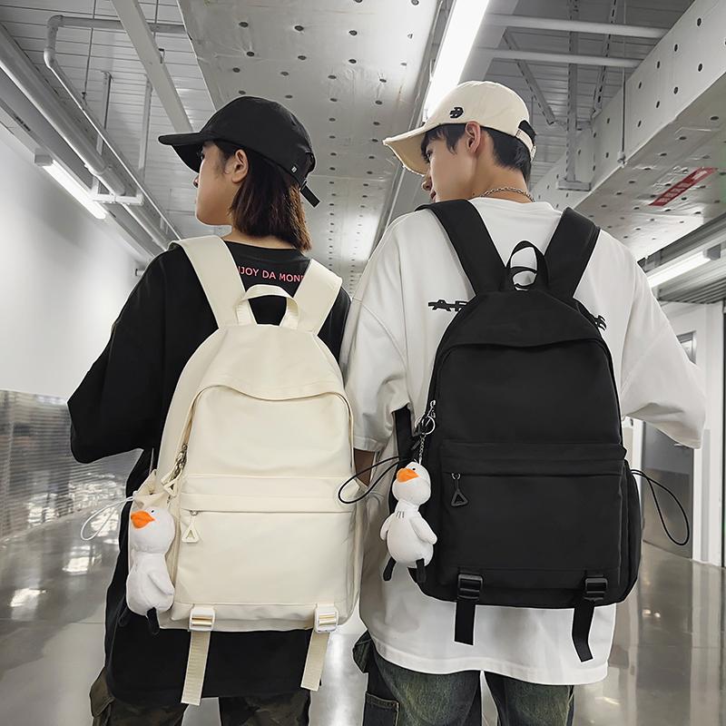 Large Capacity Student Schoolbag Solid Color Women Backpack Men Travel Backpack