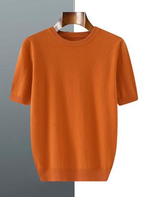 Men’s Short-Sleeve Knit T-Shirt - Autumn/Winter Business Casual, Lightweight, Round Neck Base Layer