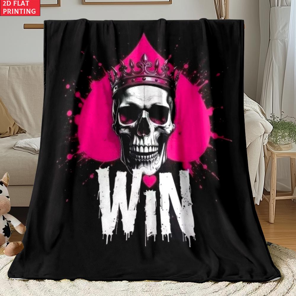 Blessed Gothic Angel Skull Flannel Blanket,Religious Print Soft Throw Blanket, Cozy Warm Blanket for Sofa Bed Home Decor Gift