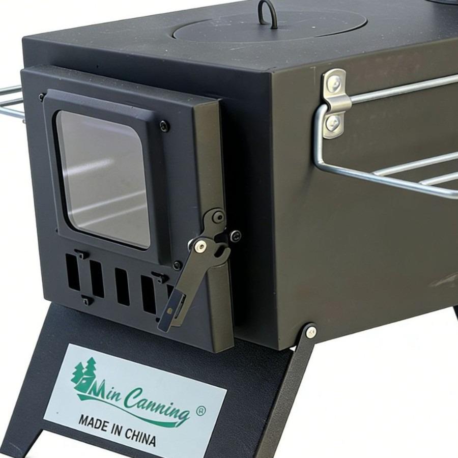 Compact Multi-Functional Wood Camping Stove: Portable, Foldable with Chimney, Ideal for Outdoor Heating & Barbecue
