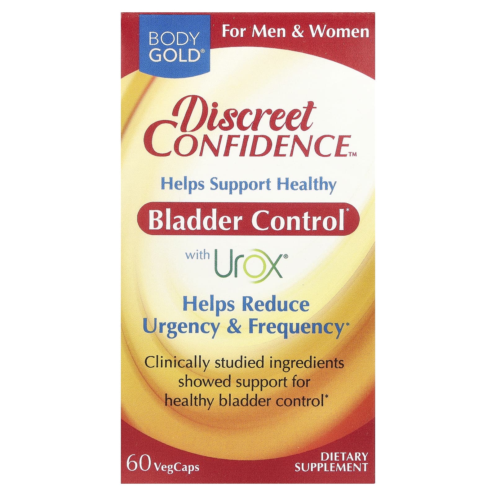 

BodyGold, Discreet CONFIDence™, for men and women, 60 Veggie Capsules