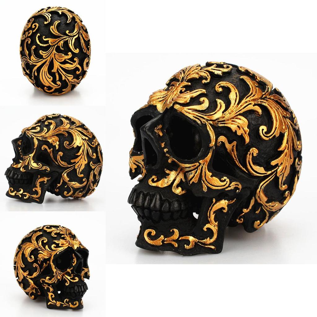 Elegante goldene Totenkopf-Figur Menschlicher Skelettkopf Perfekt für Halloween-Dekoration