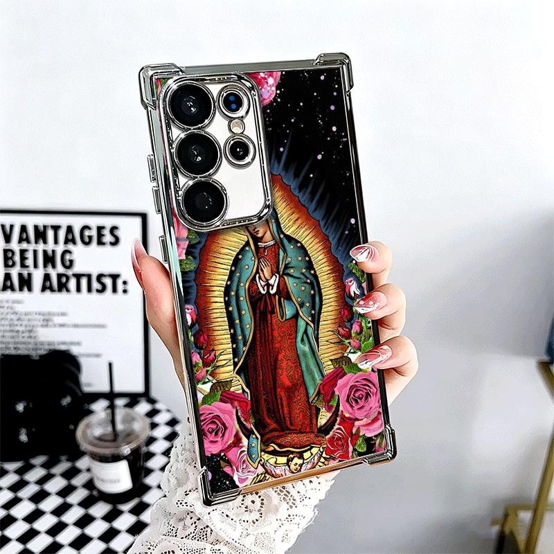 Virgen Mary Virgin De Guadalupe Plating Phone Case For Samsung Galaxy S24 S25 FE S26 Edge S23 Ultra S22 S21 Plus S20 Anti-Fall A