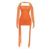 Summer Long Sleeve Bodycon Mini Short Dress Ribbon Pleated Tube Top Fashion New Sexy Party Dresses Hip Skirt Set Slim Fit Women's Clothing