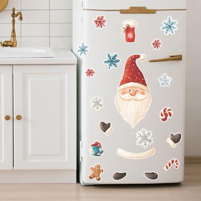 Fun-f351 Carino Babbo Natale Fiocco di Neve Omino di Pan di Zenzero Adesivo per Frigorifero Decorazione Decorativo Adesivo da Parete