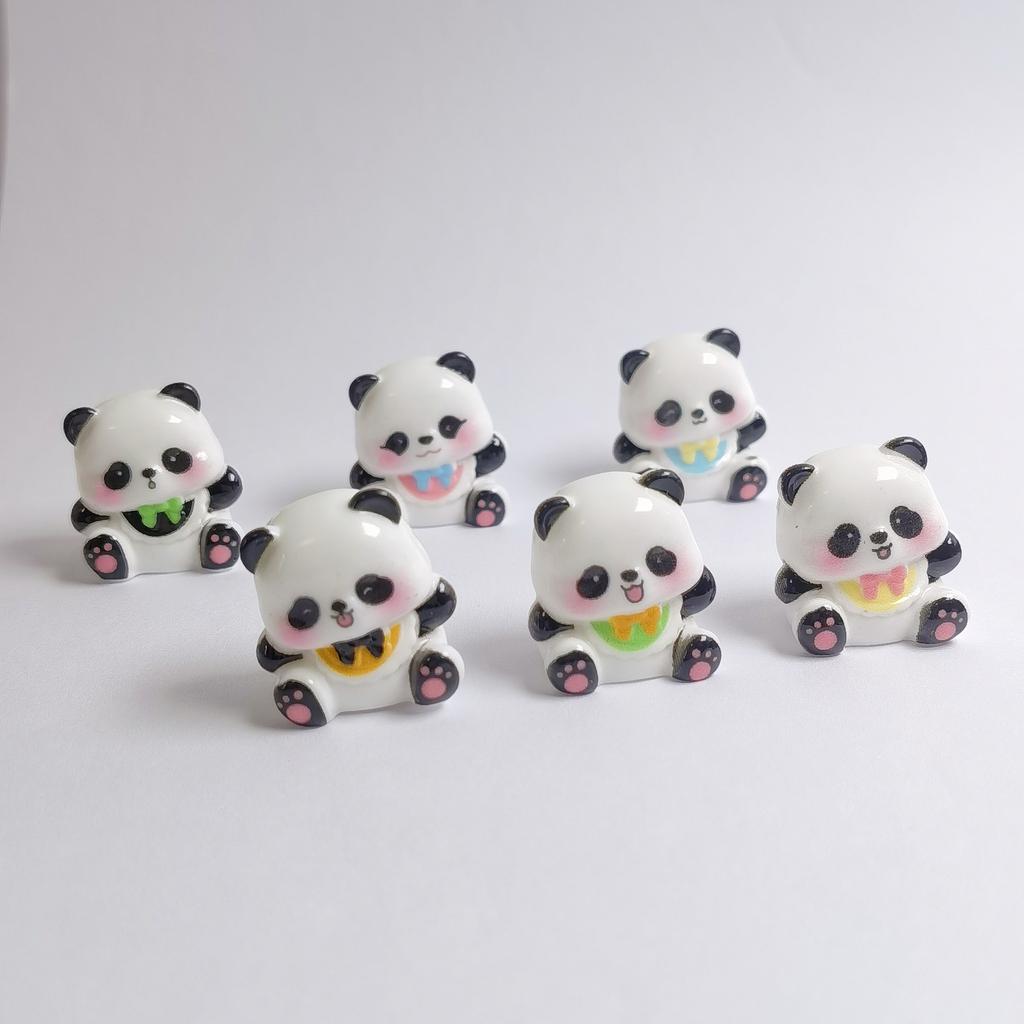 100pcs Kawaii 3D Resin Cartoon Animal Panda Miniatures Figurines Home Decor DIY Crafts Doll House Decorative Desktop Ornament