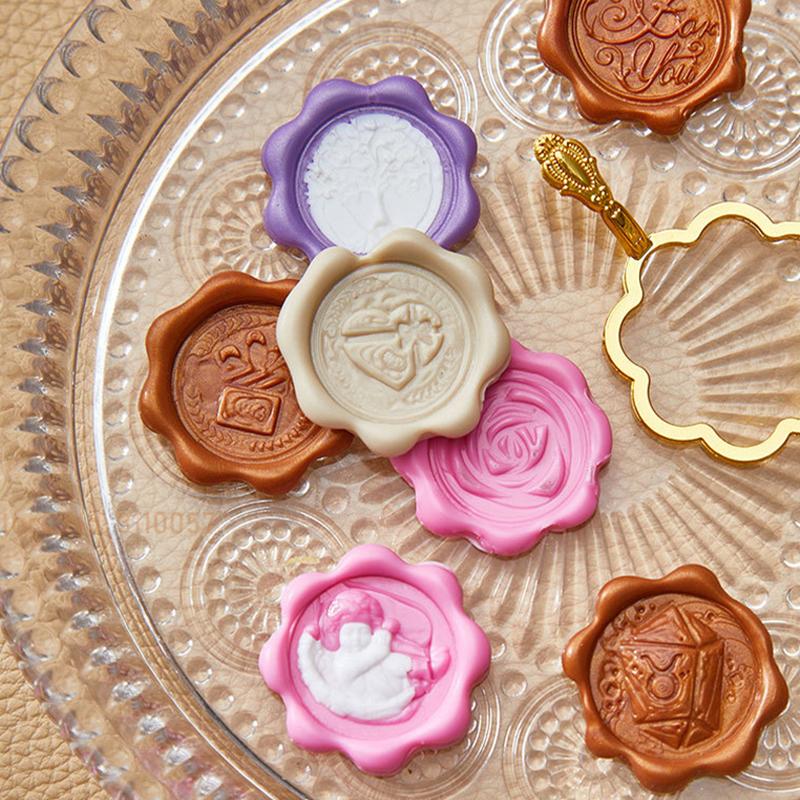 2/1pcs Wax Seal Stamp Molds Fixer Love Round Flower Shape DIY Tools Invitation Greeting Card Wedding Seals for 2.5cm Seal Stamp