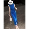 Elegant French 3D Floral Sleeveless A-Line Dress