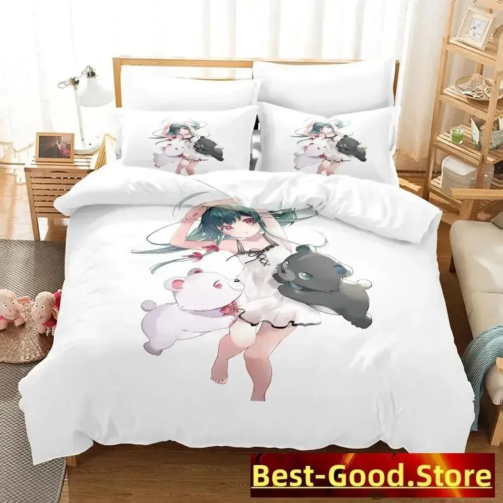 

Kuma Kuma Kuma Bear Beding Set Printed Bed Linen Set With Pilowcase Bed Soft Duvet Cover Soft Single Double Quen Super King-Sized Dimensionsd 135*200cm Eu-Single