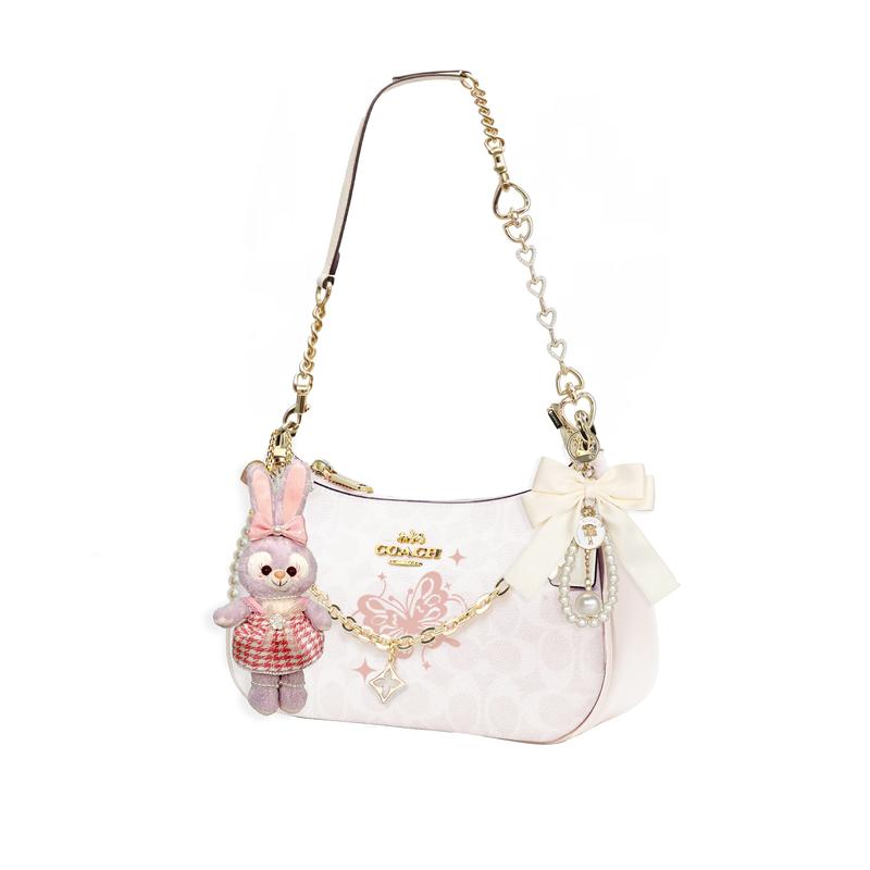 COACH shoulder bag [Customized bag] Teri 25 brand micro-label detachable strap bow silk scarf extension chain printed Shanyuezhi basic model