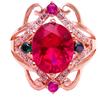 Rose Gold Plated Purple Gold Red Stone Egg Surface Ring Diamond Shaped Light Luxury Design Ring