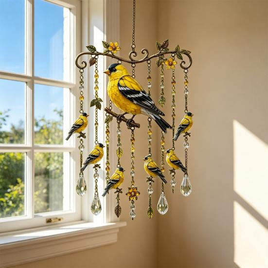 Carillons éoliens Colibri, avec Pendentifs en Cristal Carillons éoliens Métalliques d'Extérieur, Réflexion de la Lumière Arc-en-ciel Carillon éolien Durable pour la Décoration de Jardin et de Cour