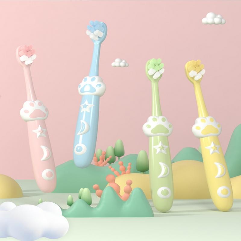2 шт. Детские зубные щетки с мягкой щетиной в форме кошачьей лапки, детская мультяшная зубная щетка для детей от 3 лет