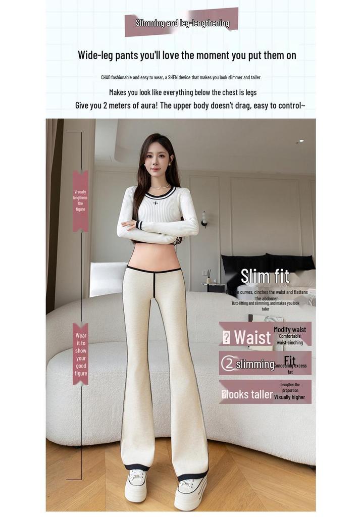 Plus Size Velvet Bell-Bottom Pants for Women - Slimming Extra Long Shark Style for Autumn/Winter