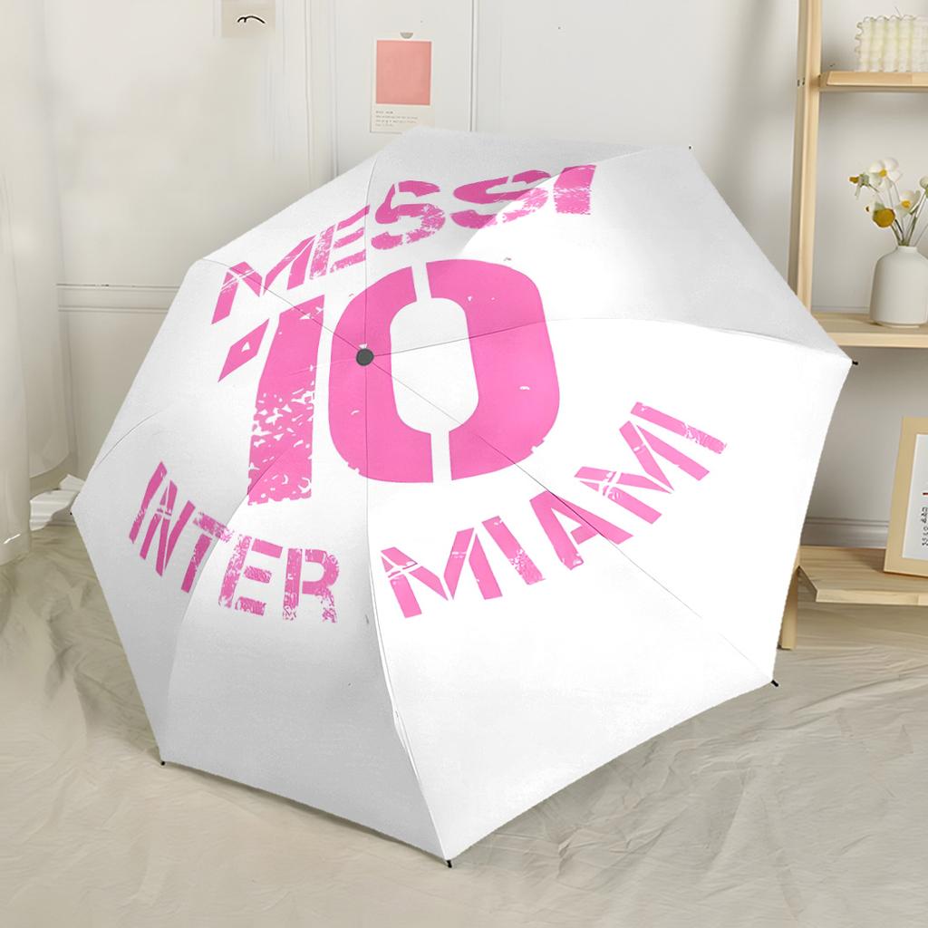 Messi Inter Miami Cf Compact Travel Automatic Umbrella Retractable Design with 8-Rib Durability Foldable Design for Outdoor Daily Use Elegant Umbrella