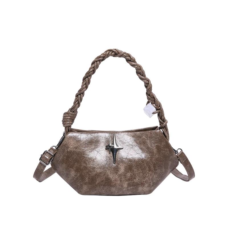 Large Capacity Shoulder Bag for Women Fashion Solid PU Bag Delicate Handle