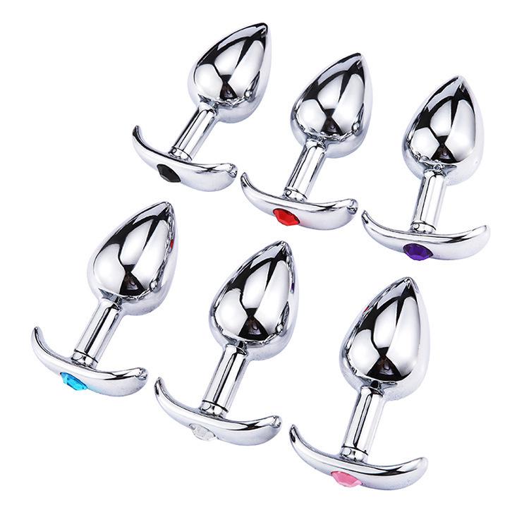 Metal G-Spot Butt Plug with Diamond Accents for Self-Pleasure