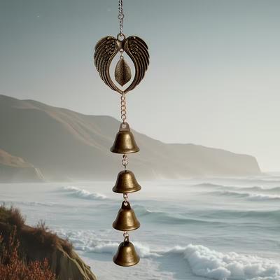 1 Pieza Carrillón de Viento de Metal, Adorno Colgante de Hierro Forjado con Cadena, Decoración de Jardín Exterior, Decoración del Hogar, Campana