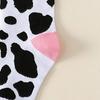 1 para damskich skarpetek do połowy łydki z nadrukiem, uroczy wzór krowy, odpowiednie do noszenia na co dzień, wygodne, miękkie, odprowadzające wilgoć, oddychające skarpetki