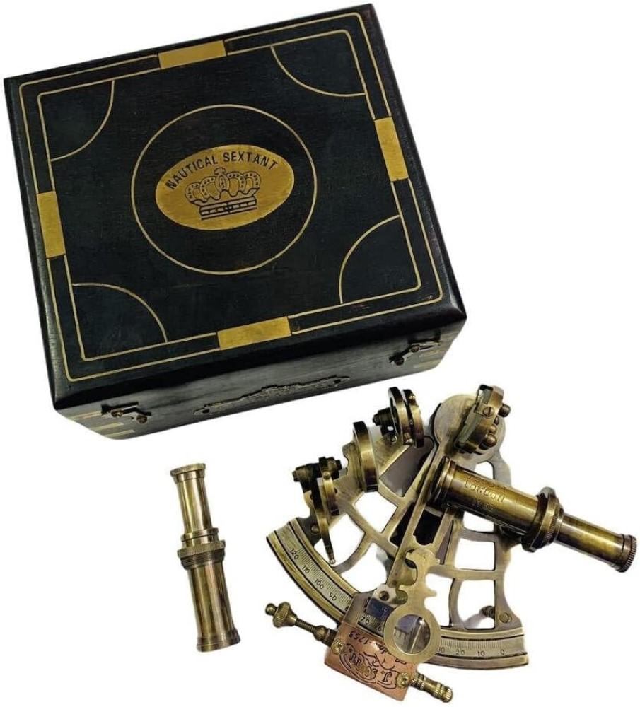 SÄLLSYNT NY Mässing Sextant Nautisk Mässing Sextant Fungerande Marin Vintage/Låda
