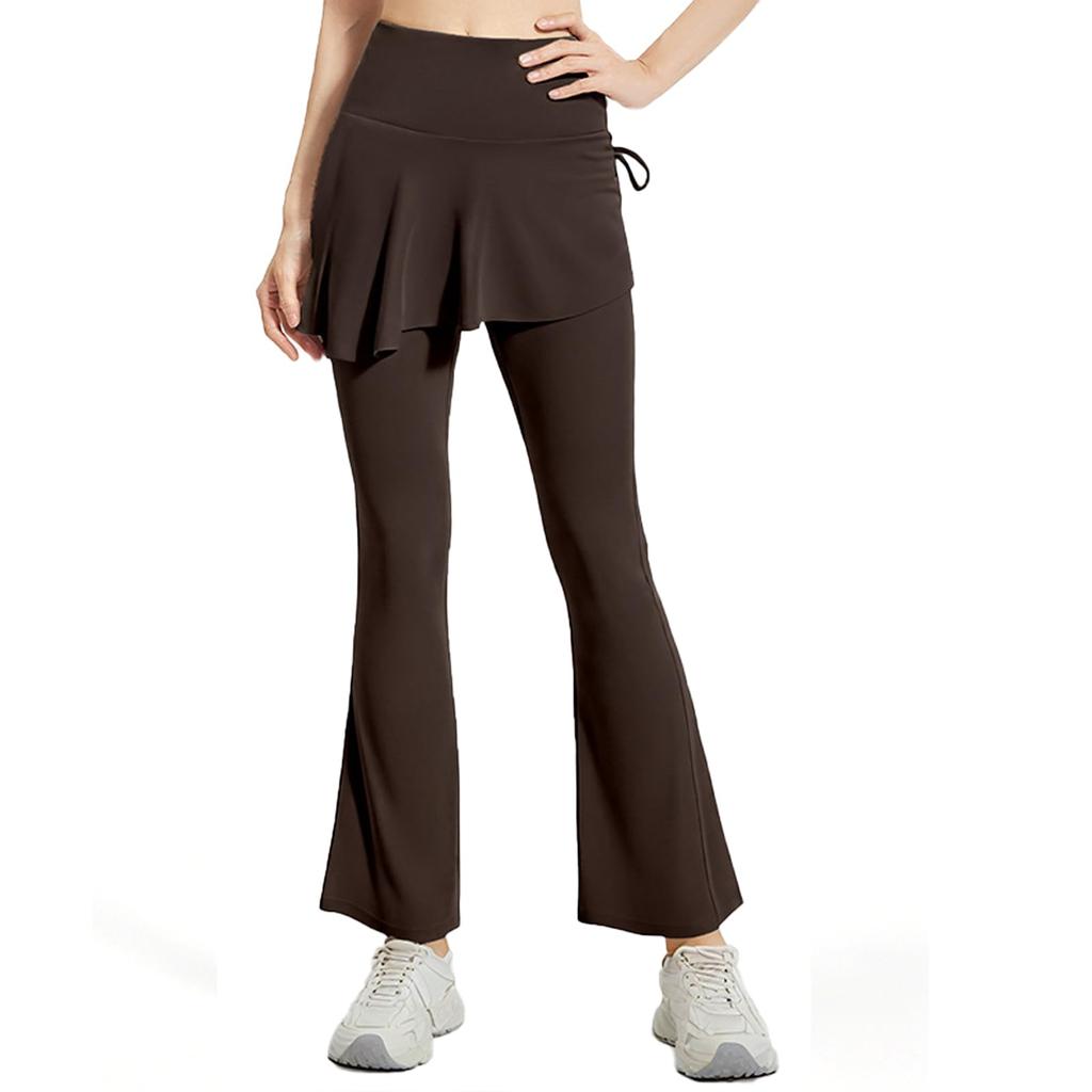 Karsaer Flared Pants for and Dance Women's High-Waisted Leggings, Stretch, Moisture-Wicking, Quick-Drying, Skirt-Style Yoga, Pilates, (A0055)