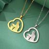 LIKGREAT Schönes Mädchen Mama Halskette Herz Anhänger Edelstahl Mutter Tochter Schmuck Choker Geschenk für Familie Mama Geschenk