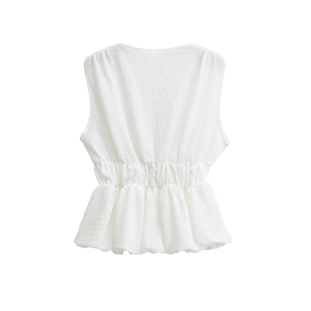 European and American Style, New Women's Clothing, Foreign Style Bow-decorated Textured Top 5067/170/250