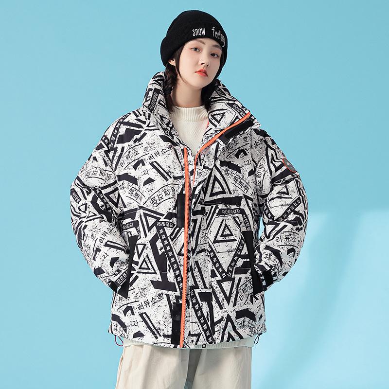 

Новый пуховик 2025 года для мужчин и женщин, парный, корейская версия куртки, зимний, для улицы, короткий, со стойкой, свободный топ, тренд 3XL чёрный