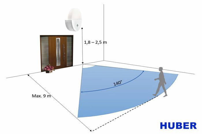 Indoor Wall Light - Huber - 30516 - Motion Detector - 10w - Ip54 - 600lm