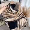 Imitation Cashmere Scarf Women'S Stripe Warm Scarf Air-Conditioned Room Shawl Double-Sided Multi-Purpose Factory